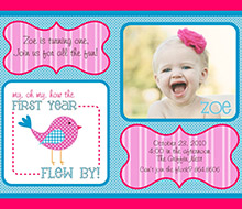 Sweet Tweet Bird Birthday Party Printable Invitation - Pink Blue
